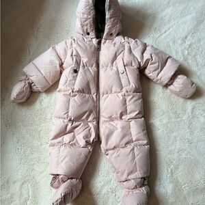 Authentic Burberry Pink Baby Snowsuit with Check Lining